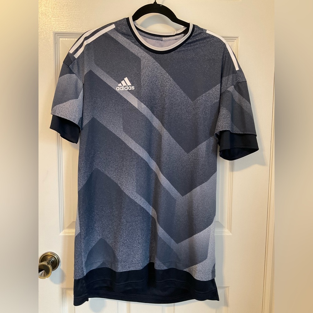 Adidas Gray and Blue Performance Jersey.  Men’s medium